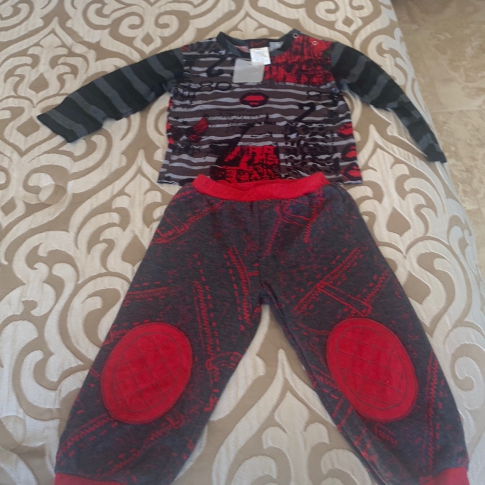 Zaza -Baby Boy 2 Piece -elasticated waist-Red/Black and Gray-24mths-more sizes